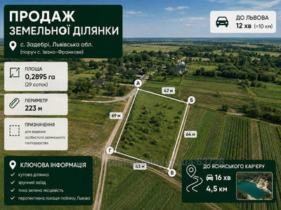 Купити ділянку, сільськогосподарського, Центральна, Задебрі, Яворівський район, id 5648567