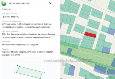 Купити ділянку, під забудову, Кожичі, Яворівський район, id 5759170